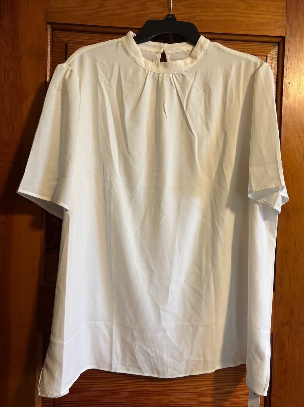 NWT Rooscier Mock Neck Short Sleeve Blouse White XXL
